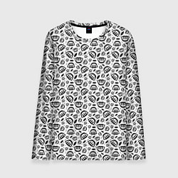 Мужской лонгслив Улыбка пианиста, узор на белом фоне