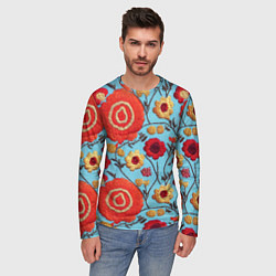 Лонгслив мужской Эффект вышивки маки, цвет: 3D-принт — фото 2
