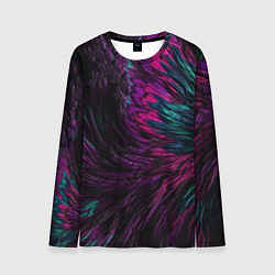 Лонгслив мужской Красно - фиолетовая волна, цвет: 3D-принт