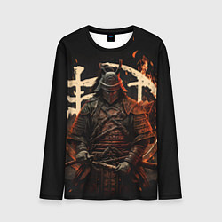 Лонгслив мужской Самурай и иероглифы, цвет: 3D-принт