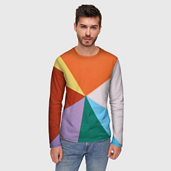 Лонгслив мужской Разноцветные пересекающиеся треугольники, цвет: 3D-принт — фото 2