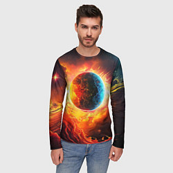 Лонгслив мужской Планета в огненном космосе, цвет: 3D-принт — фото 2