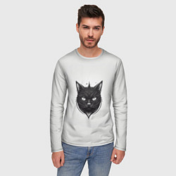 Лонгслив мужской Чёрный кошачий арт, цвет: 3D-принт — фото 2