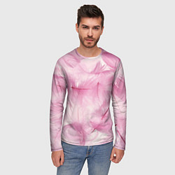 Лонгслив мужской Розовые перышки, цвет: 3D-принт — фото 2
