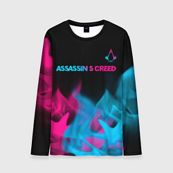 Лонгслив мужской Assassins Creed - neon gradient: символ сверху, цвет: 3D-принт