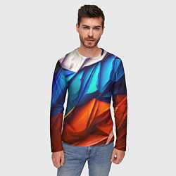 Лонгслив мужской Российский флаг на скале, цвет: 3D-принт — фото 2