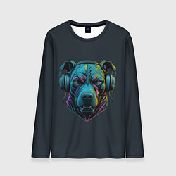 Мужской лонгслив Питбуль в наушниках