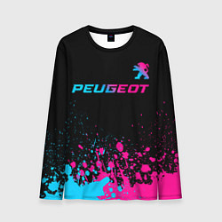 Лонгслив мужской Peugeot - neon gradient: символ сверху, цвет: 3D-принт