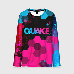 Лонгслив мужской Quake - neon gradient: символ сверху, цвет: 3D-принт