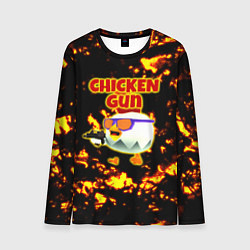 Лонгслив мужской Chicken Gun на фоне огня, цвет: 3D-принт