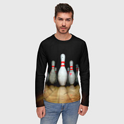 Лонгслив мужской Боулинг - кегли на дорожке, цвет: 3D-принт — фото 2