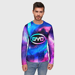 Лонгслив мужской BYD неоновый космос, цвет: 3D-принт — фото 2