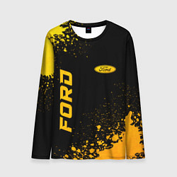 Лонгслив мужской Ford - gold gradient: надпись, символ, цвет: 3D-принт