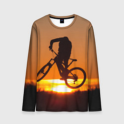 Лонгслив мужской Велосипедист на закате, цвет: 3D-принт