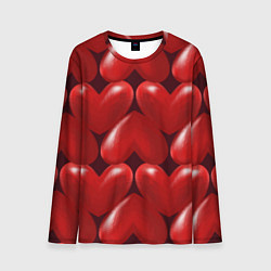 Лонгслив мужской Red hearts, цвет: 3D-принт