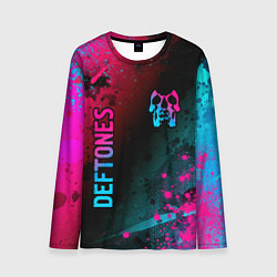 Лонгслив мужской Deftones - neon gradient: надпись, символ, цвет: 3D-принт