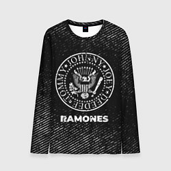 Лонгслив мужской Ramones с потертостями на темном фоне, цвет: 3D-принт