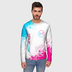 Лонгслив мужской Twenty One Pilots neon gradient style: надпись, си, цвет: 3D-принт — фото 2