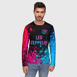 Лонгслив мужской Led Zeppelin - neon gradient: символ сверху, цвет: 3D-принт — фото 2