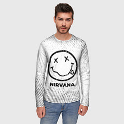 Лонгслив мужской Nirvana с потертостями на светлом фоне, цвет: 3D-принт — фото 2