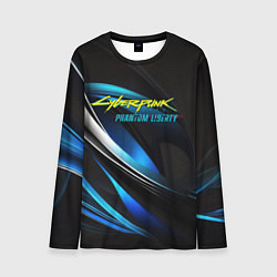 Лонгслив мужской Cyberpunk 2077 phantom liberty blue abstract, цвет: 3D-принт