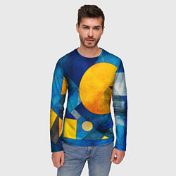 Лонгслив мужской Жёлтая и синяя геометрия, цвет: 3D-принт — фото 2
