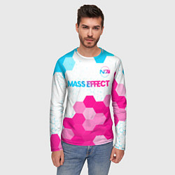 Лонгслив мужской Mass Effect neon gradient style: символ сверху, цвет: 3D-принт — фото 2