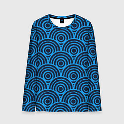 Лонгслив мужской Синие круги паттерн, цвет: 3D-принт