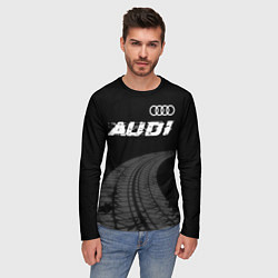 Лонгслив мужской Audi speed на темном фоне со следами шин: символ с, цвет: 3D-принт — фото 2