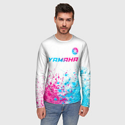 Лонгслив мужской Yamaha neon gradient style: символ сверху, цвет: 3D-принт — фото 2