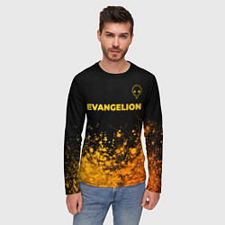 Лонгслив мужской Evangelion - gold gradient: символ сверху, цвет: 3D-принт — фото 2