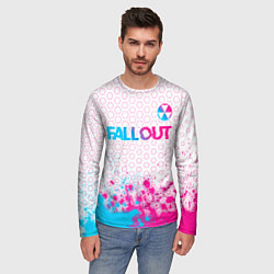 Лонгслив мужской Fallout neon gradient style: символ сверху, цвет: 3D-принт — фото 2