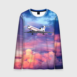 Лонгслив мужской Ту-154Б 2 Розовый закат, цвет: 3D-принт