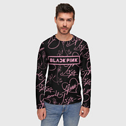 Лонгслив мужской Блэкпинк - розовые автографы, цвет: 3D-принт — фото 2