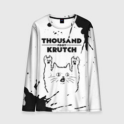 Лонгслив мужской Thousand Foot Krutch рок кот на светлом фоне, цвет: 3D-принт