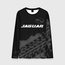 Лонгслив мужской Jaguar speed на темном фоне со следами шин: символ, цвет: 3D-принт