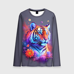 Лонгслив мужской Тигр и краски - нейросеть, цвет: 3D-принт