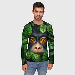 Лонгслив мужской Черная обезьянка, цвет: 3D-принт — фото 2