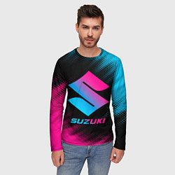 Лонгслив мужской Suzuki - neon gradient, цвет: 3D-принт — фото 2