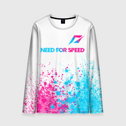 Лонгслив мужской Need for Speed neon gradient style: символ сверху, цвет: 3D-принт