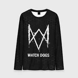 Лонгслив мужской Watch Dogs glitch на темном фоне, цвет: 3D-принт