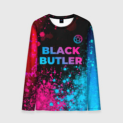 Лонгслив мужской Black Butler - neon gradient: символ сверху, цвет: 3D-принт