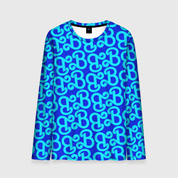 Лонгслив мужской Логотип Барби - синий паттерн, цвет: 3D-принт