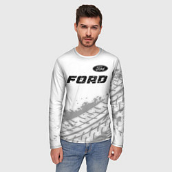 Лонгслив мужской Ford speed на светлом фоне со следами шин: символ, цвет: 3D-принт — фото 2