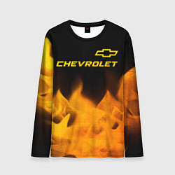 Лонгслив мужской Chevrolet - gold gradient: символ сверху, цвет: 3D-принт