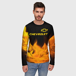 Лонгслив мужской Chevrolet - gold gradient: символ сверху, цвет: 3D-принт — фото 2