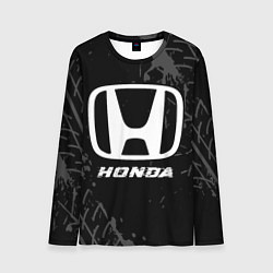 Лонгслив мужской Honda speed на темном фоне со следами шин, цвет: 3D-принт