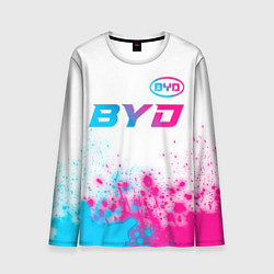 Лонгслив мужской BYD neon gradient style: символ сверху, цвет: 3D-принт