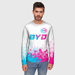 Лонгслив мужской BYD neon gradient style: символ сверху, цвет: 3D-принт — фото 2