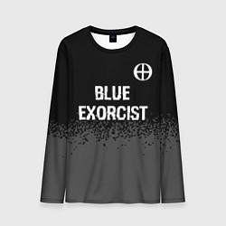 Лонгслив мужской Blue Exorcist glitch на темном фоне: символ сверху, цвет: 3D-принт